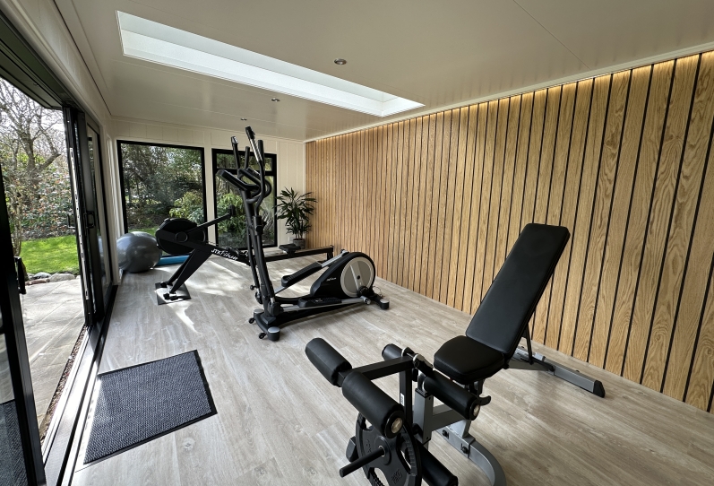 Garden Gym with Roof Light & Wood Panelling