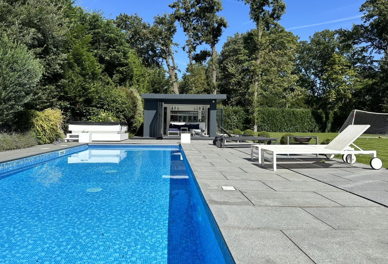 pool-side room,  double bi-fold  with roof light and bar burwood park Surrey