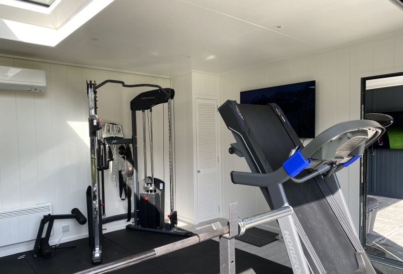 garden gym with extra height and roof light in Orpington Kent