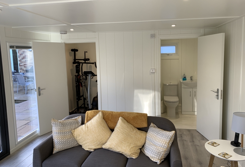 Family Room with Storage for Gym equipment and Bathroom Horsham