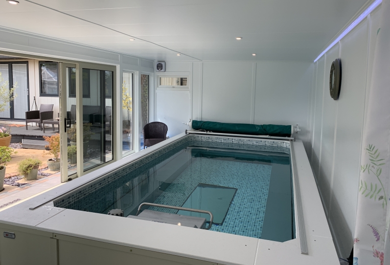 Endless Poolroom with Hot Tub Canopy and Tri-Sliding Doors Berkshire