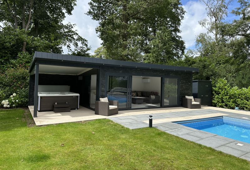 Poolside Room with Sliding Doors, Canopy, Bar & Shower Room in Surrey