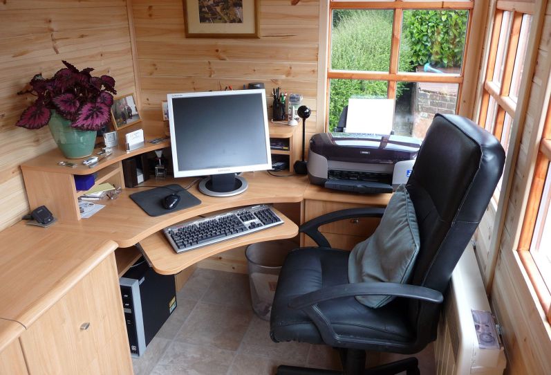 Garden Office with Timber Lining