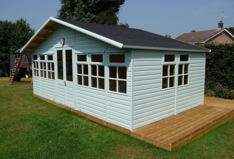 Large Apex Roof Summer House with Decking