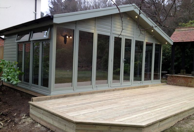 Timber Merlin Garden Room with Decking