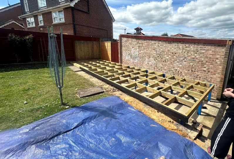 Base Work Before Installation of Bespoke Garden Room with Central Canopy & Store in Sussex