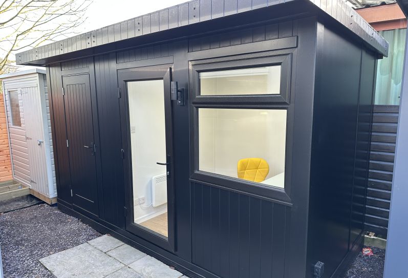 Garden office with shed in Black with combination store