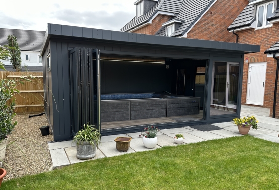 Endless pool room with  bi-fold doors in London