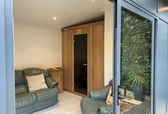 pool side lounge with Sauna and shower room Esher Surrey