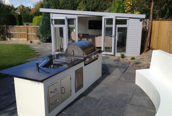 Large Timber Garden Room with Outdoor Kitchen