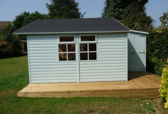 Large Apex Roof Summer House with Decking and Store